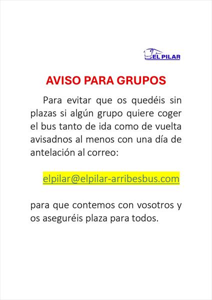 AVISO PARA GRUPOS